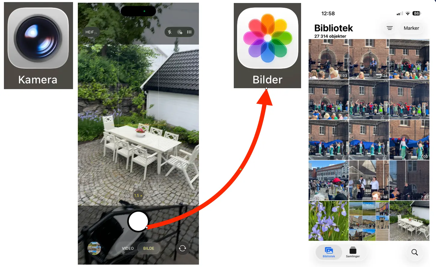 Bilde- og videobeh. på iPhone