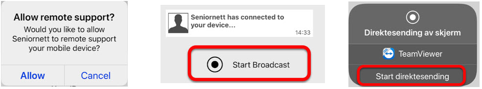 Allow Broadcast og Direktesending