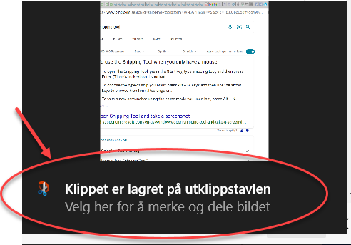 Klippet er lagret på kopibordet