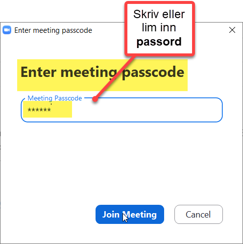 Passord - passcode