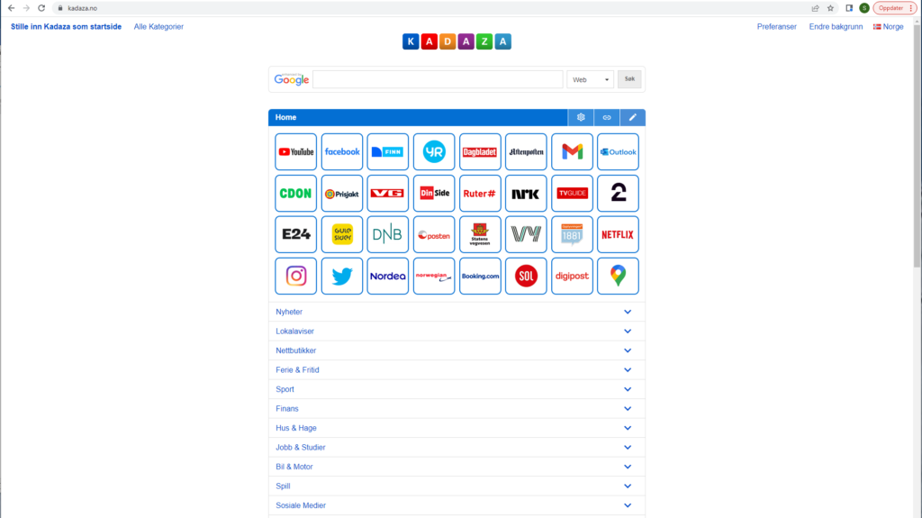 Skjermbilde fra Kadaza.no