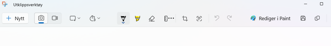 Knapper som vises i programmet